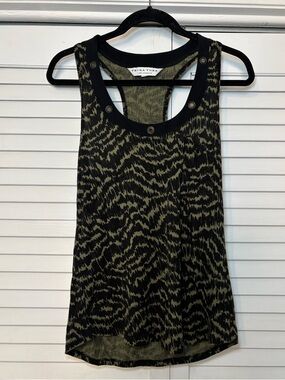 Trina Turk Women’s Racerback Tank Top Animal Print Silk Trim Size Small